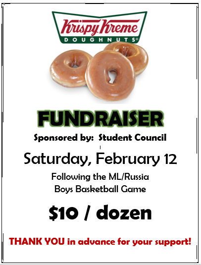 JDippold11's tweet photo. The HS Student Council will be hosting a Krispy Kreme Doughnut Fundraiser after the boys basketball game on Saturday.  Your support is appreciated!! https://t.co/6qCShz2tTf