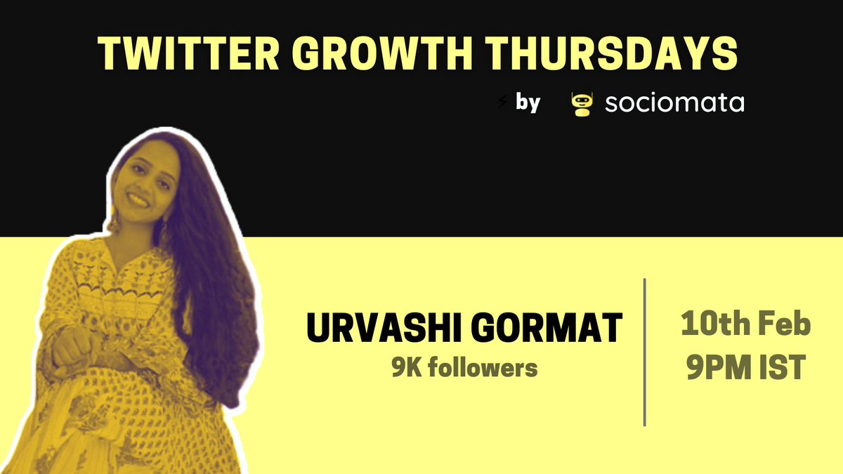 sociomata's tweet photo. This week, we will have @takeiteasyUrvy as the speaker on "Twitter Growth Thursdays". ✨

We will discuss personal branding and content creation.

Giveaway: $120 Sociomata Creator plan to one of the listeners.

Set reminder: https://t.co/peKTe8UhnV https://t.co/z9I7gj49Ru