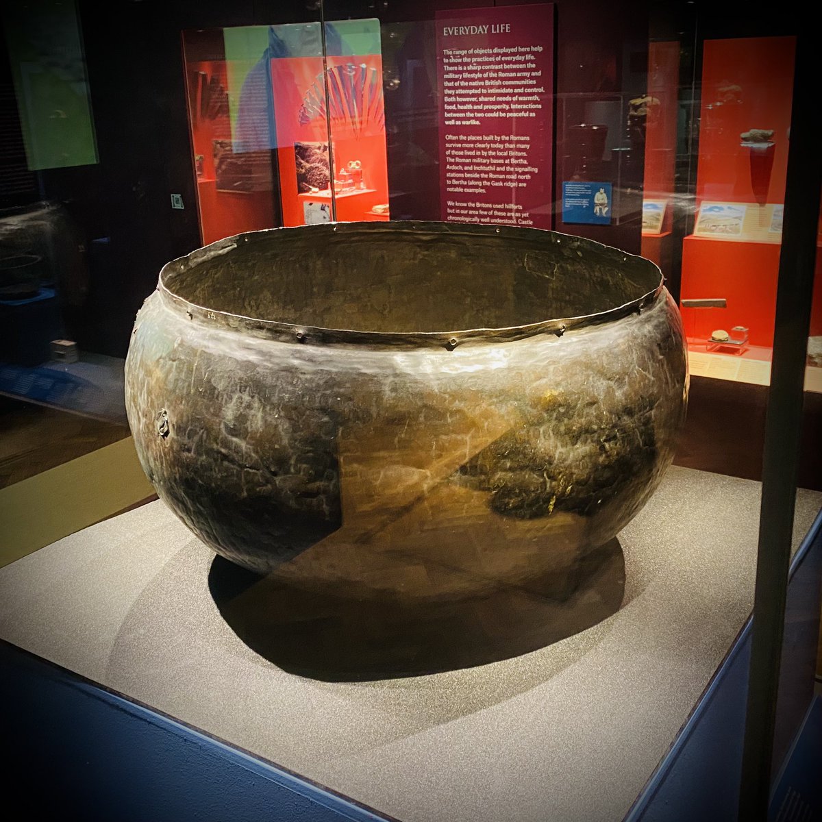 Fire burn and #Abercairny Cauldron bubble… a spellbinding exhibit at the recent Romans: Edge of Empire show in Perth @CPKMuseums