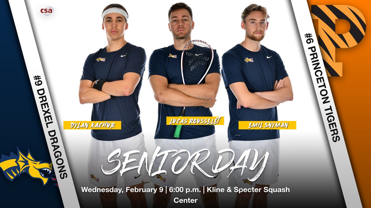 #SENIORDAY

🆚 | Princeton
⏰ | 6:00 p.m.
📍 | Kline &amp; Specter Squash Center - Philadelphia, PA
📺 | bit.ly/3HfoPSe
📈 | drexeldragons.com/MSQScoreboard

#FearTheDragon