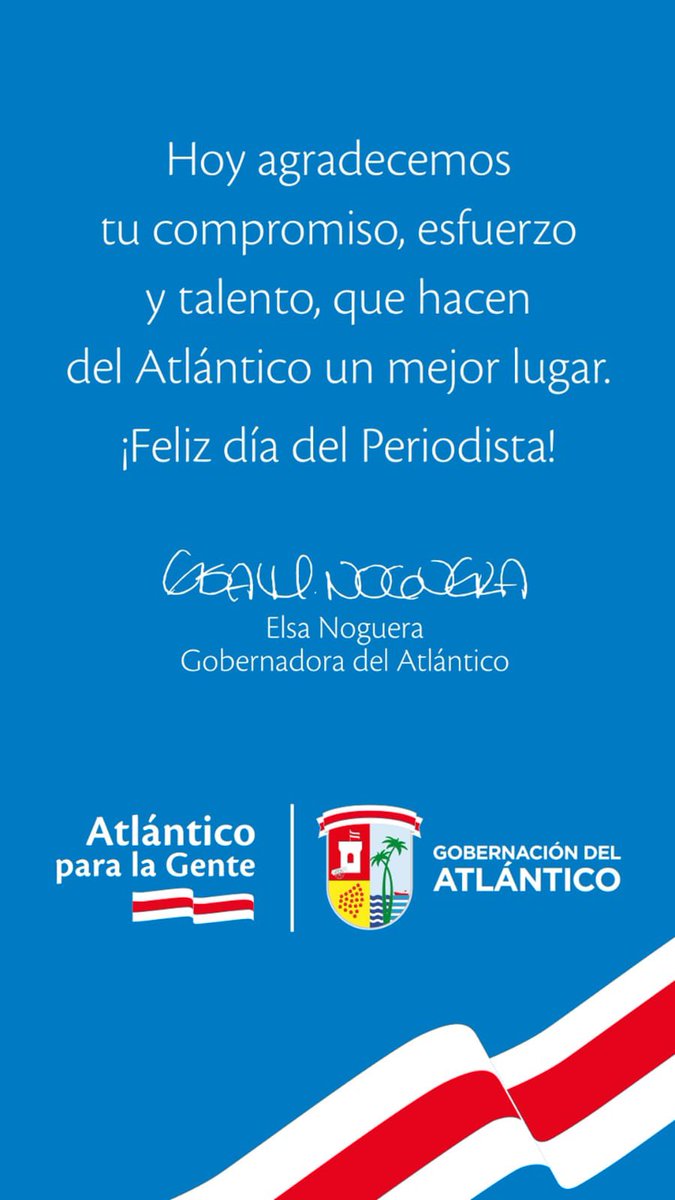 Gracias por su profesionalismo y compromiso con el Atlántico, por llevar a cada rincón las noticias del departamento. 
 
¡Feliz Día del Periodista🎤! #AtlánticoParaLaGente