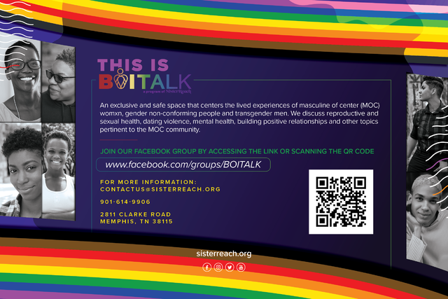 SisterReach's tweet photo. BOITALK is an exclusive safe space that centers the lived experiences of masculine of center woman, gender non-conforming people and transgender men. Scan the QR code or join our Facebook group. Make sure you tell a friend! We are excited for you to join! #BOITALK #SisterReach https://t.co/t5iDrySmUe