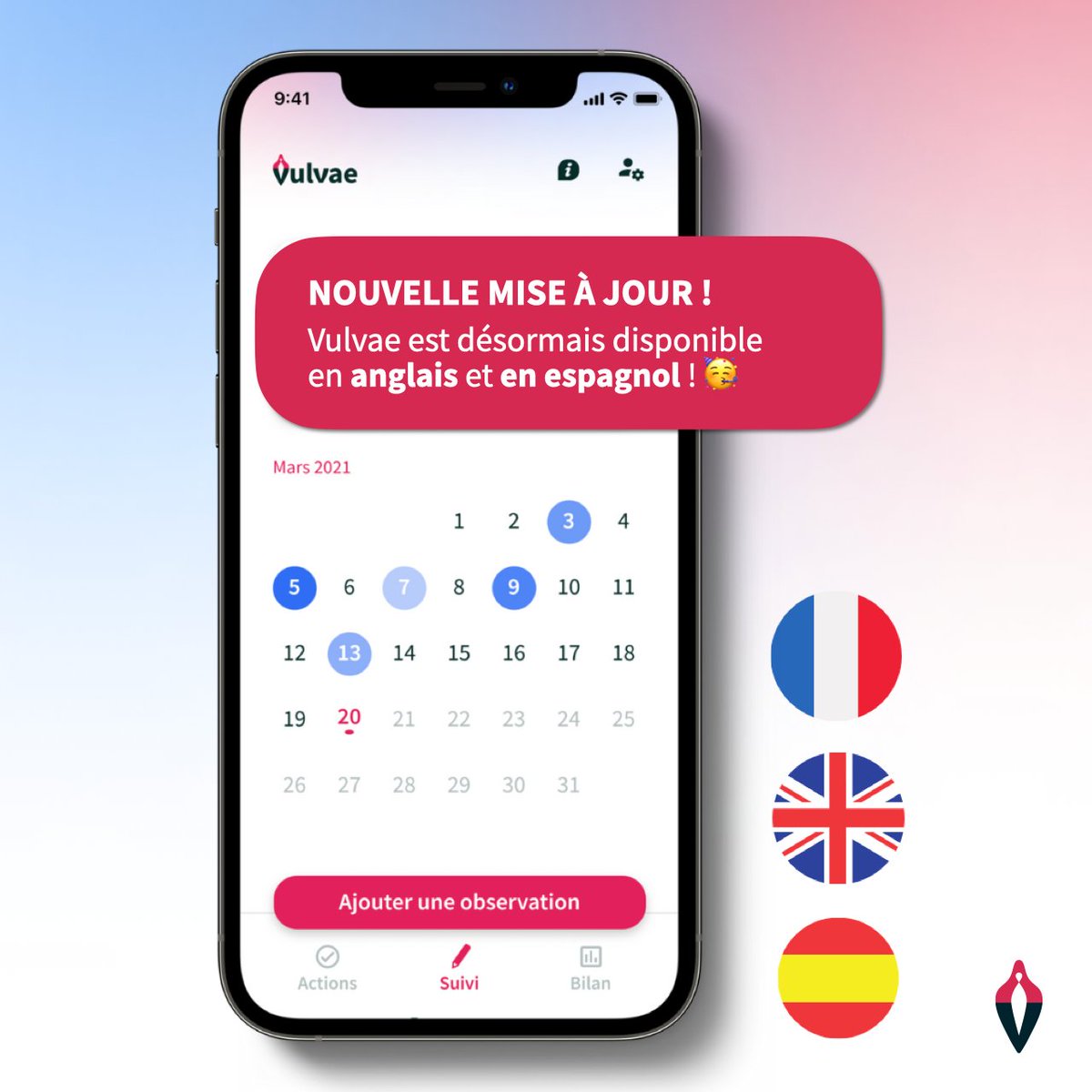 L'app Vulvae est désormais disponible en anglais et en espagnol ! 🇬🇧🇪🇸#vulvae #sante #app