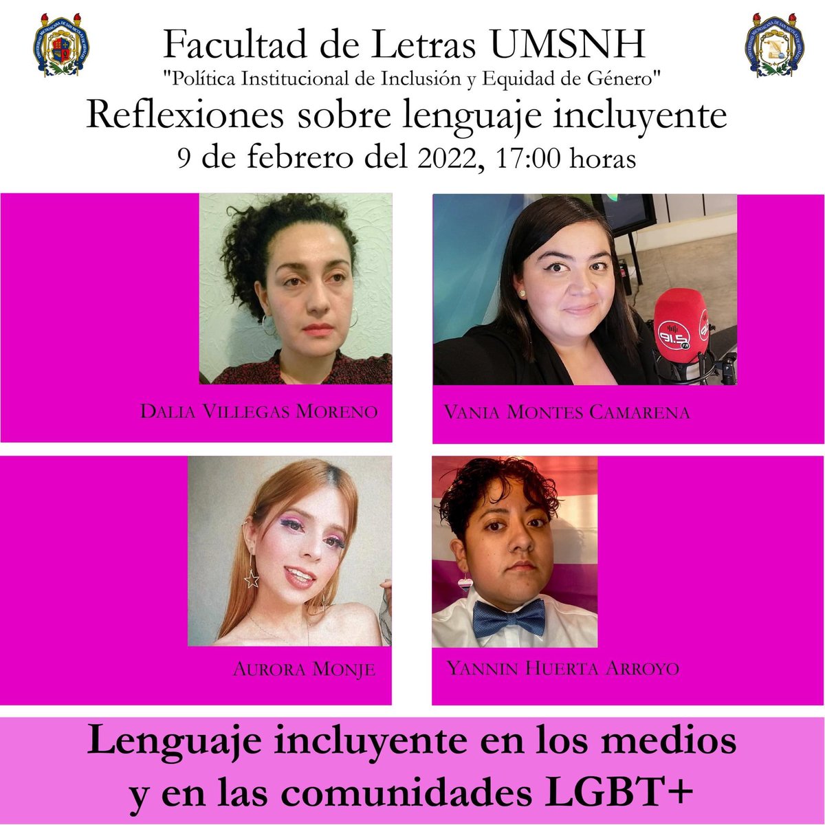 Hoy toca andar por acá: Lenguaje incluyente en los medios y en las comunidades LGBT+
Classroom. Código de clase: f7tsjrr
meet.google.com/owa-zrfo-rqx