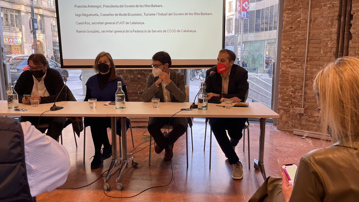 CCOOcomerc's tweet photo. #ESTAPASANDO 
a @ccoocatalunya una trobada amb la Presidenta del Govern Balear, Francina Armengol @F_Armengol , i el Conseller de Treball Iago Negueruela @Iagonegue amb @Ragonmonroy i representants sindicals de @ccoo_serveiscat i Ugt, on ens presentaran el Pla Turístic Balear. https://t.co/AR6nqKXipb