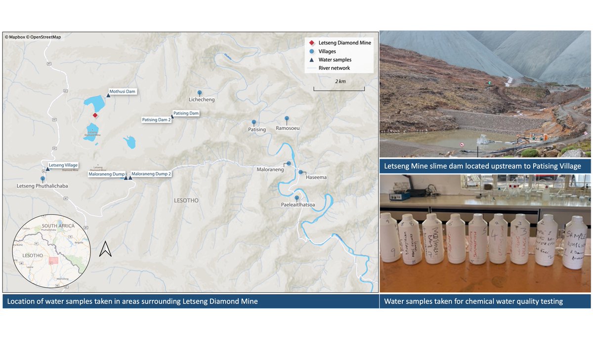 KPCivilSociety1's tweet photo. Alarmingly high levels of nitrate have been detected in #water samples taken downstream to #Letseng #Diamond #Mine tailing sites. For local #communities, water pollution is a key issue related to industrial #diamond #mining in #Lesotho and companies need to be held #accountable. https://t.co/S5OMBZWXHT