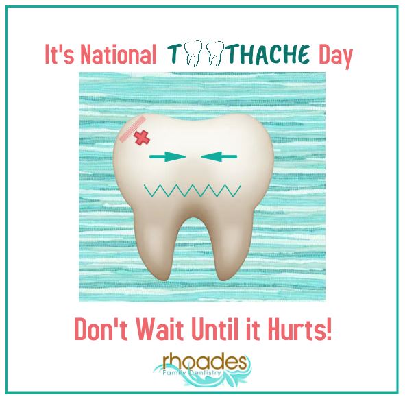 rhoadesdds's tweet photo. This #NationalToothacheDay - avoid the toothache! How? By staying on a regular, 2x a year, preventative cleaning schedule. #DontWaitUntilItHurts #Kansas #Olathe #KansasDentist #OlatheDentist #Toothache #SeeYourDentist #ToothPain #OlatheProud #Dentistry #GetYourTeethCleaned #Smile https://t.co/jTpj8U2Eqo