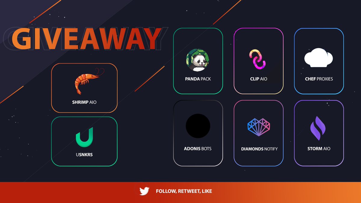 meshdotbot's tweet image. Big 48h Giveaway!🎁

@ShrimpAIO - 1 Renewal
@clipaio - 1 Renewal
@AdonisBots - 1 Renewal
@Storm_AIO  - 1 Renewal
@uTools_ - 1 Renewal
@PandaPack_NFT - 5 WL Spots
@chefproxyio - 30 Monthly EU ISP
@DiamondsNotify - 3 Free Monthly

📙 Rules:
🔄Retweet
♥️ Like
🤼Follow all