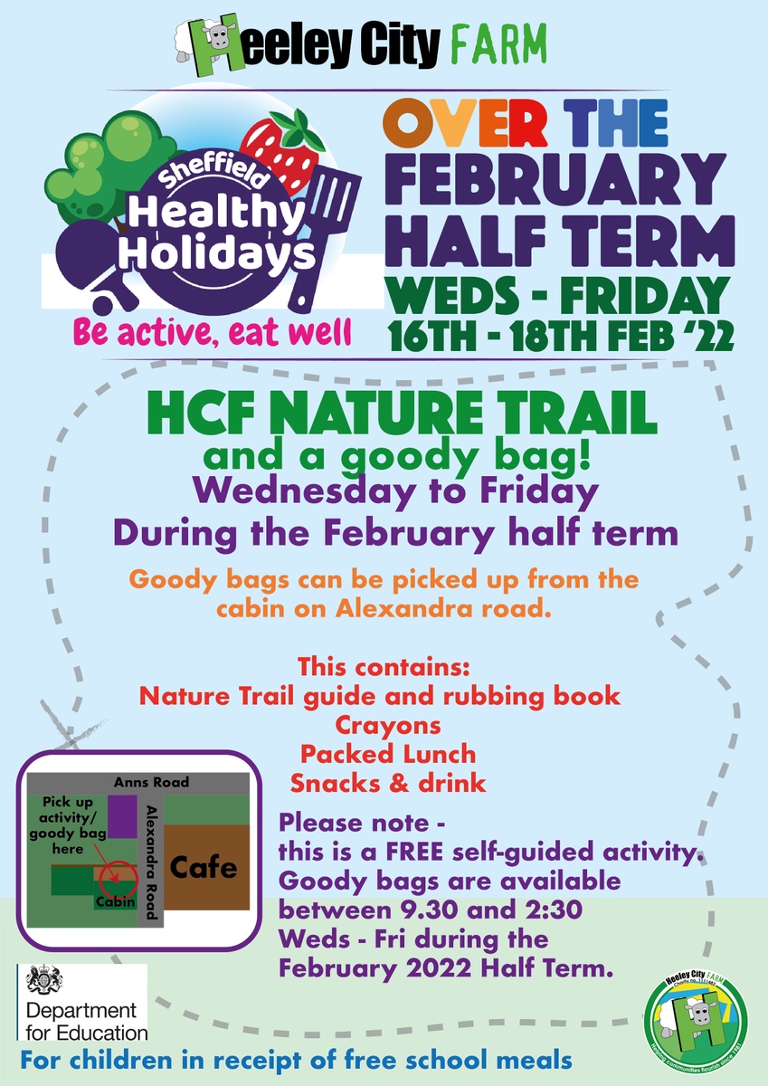 Healthy Holidays are back - half term! Music Workshops 11am-2pm Terry Wright Hall Mon 14th Feb Heeley City Farm Thurs 17th Feb Street Dance Camp 10am-2pm Terry Wright Hall on Tues 15th Feb To book - 07563875915 Open to all - priority to those on Free School Meals