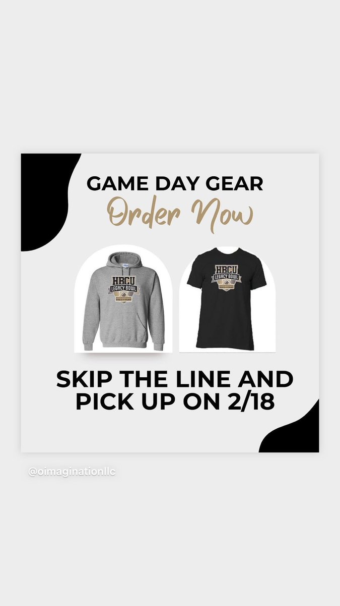 oimaginationllc's tweet photo. Now’s the time to order your HBCU Legacy Bowl swag, so you can have the largest selection of items before they sell out AND skip the line on the day of pickup! It’s a win-win situation!
•
Head on over to the link in our bio… @HBCULegacyBowl @BCFHOF https://t.co/F5YDJ9GLWv