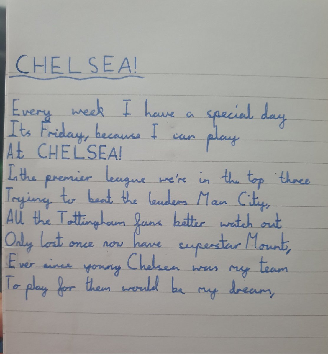 Just1BAdventure's tweet photo. My 10yr old son William's Big Dream. @CFCFoundation @ChelseaFC @masonmount_10 #chelseafoundation #massivechelseafan #lovehim #nextstepchelseaacademy 🤞🙏 https://t.co/kHuqK18ys3