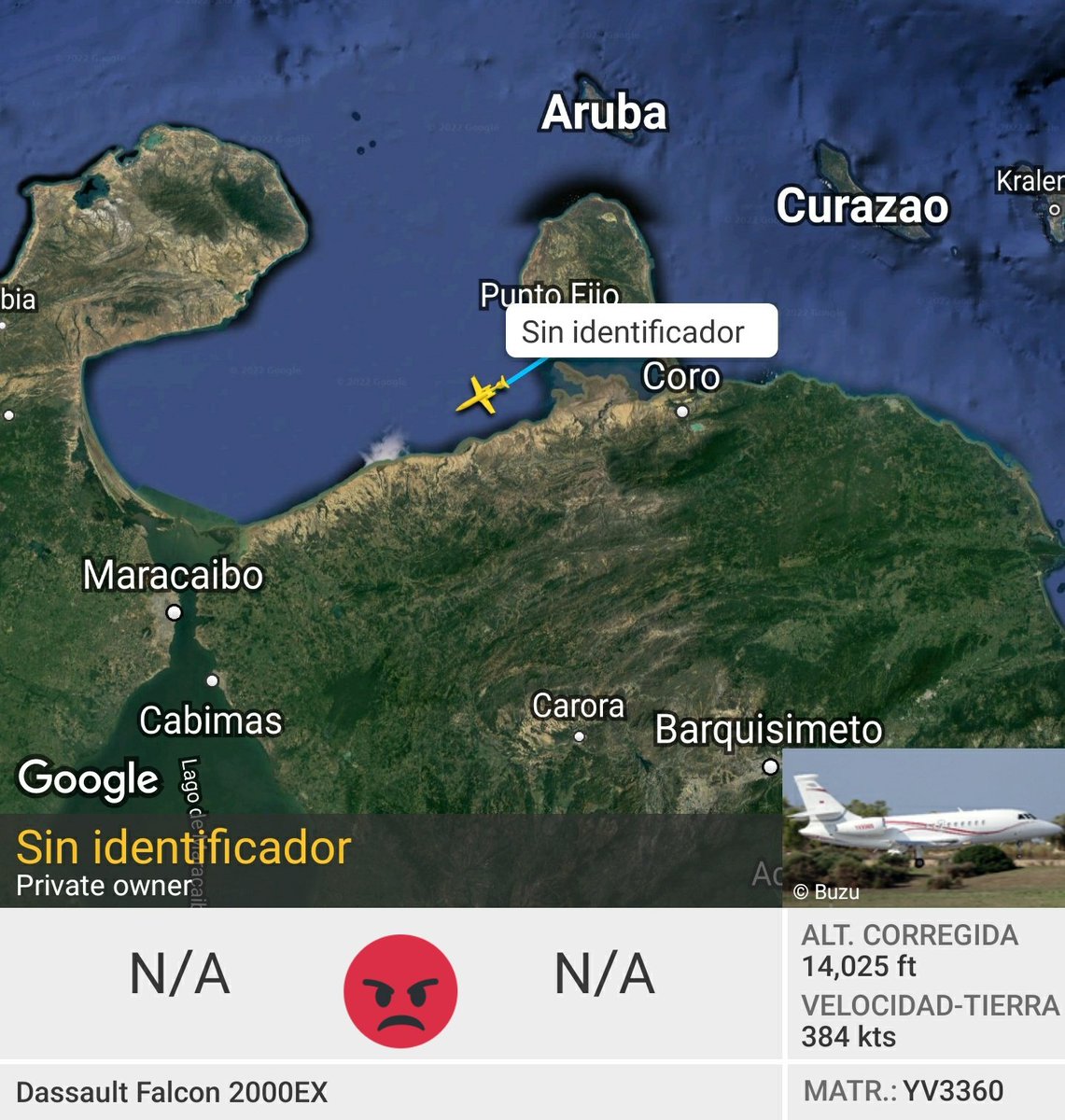 Arr3ch0's tweet photo. El sancionado #YV3360 de PDVSA activo #ahora desde Punto Fijo. https://t.co/gctdHIENIG