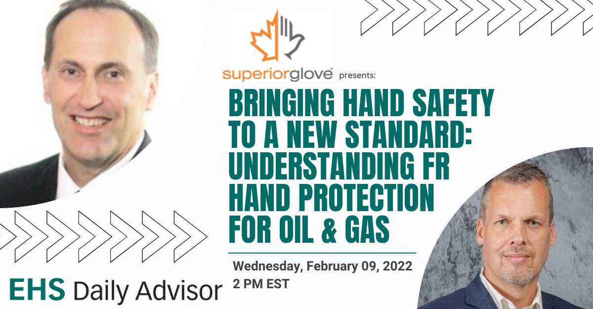 EHSLdrs's tweet image. Hand injuries are the #1 preventable injury in the workplace. Join us on Feb. 9, to learn about common hand protection materials and how they perform in flame tests with experts from #SuperiorGlove. Register for this free event today! bit.ly/3qKCw5H #oilandgas #safety
