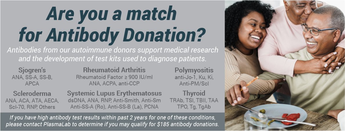 Specialty antibody plasma donations in Everett WA. We are actively recruiting patients with rheumatoid arthritis, lupus, Hashimoto's, Graves' Disease, Sjogren's, MCTD, polymyositis, scleroderma, mononucleosis, and food allergies. #everettwa #seattlewa #pnw #snohomish #nwwa