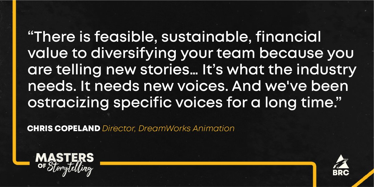 BRCArts's tweet photo. EP1 of #MastersofStorytelling is out!! Maya talks to @chriscopelandrt, director and producer at @Dreamworks about the value of living authentically, why diverse teams lend to more interesting stories, and why we should all be more like peaches: https://t.co/LfSePkhhDh https://t.co/lI77OkSRar