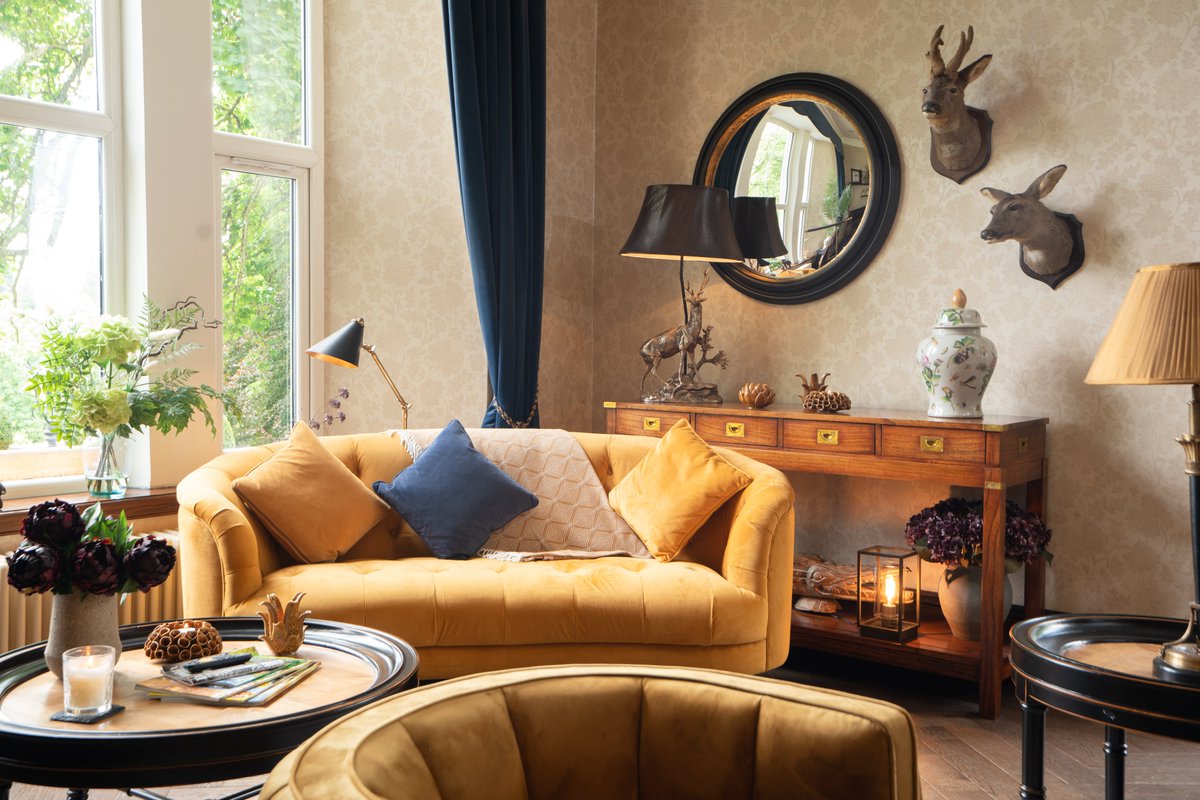 Welcome to our newly re-styled Drawing Room. The perfect place to relax, enjoy a wee tipple or take a quiet moment. On wintery days, enjoy the roaring fire &amp; views of snow topped mountains. Find out more about hiring Muckrach for your gathering or event at muckrach.com