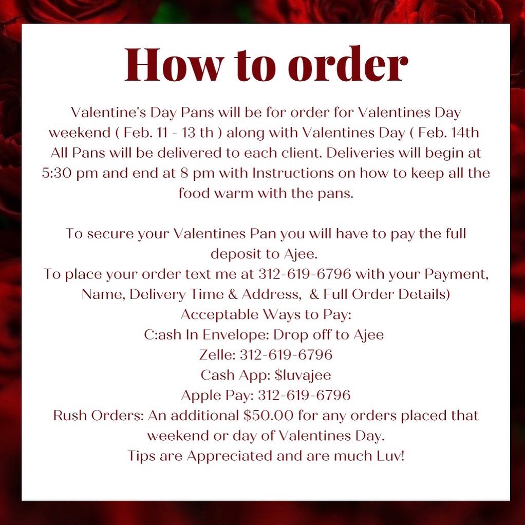 luvajee_'s tweet photo. Valentine’s Day mANY just for couples and the way this Panera Bread been acting Valentine’s Day is giving Friendsgiving but that’s okay because my 3 Course VDay Pans are still available to order. Text me at 3126196796 to place your order now!! #chicago #chicagochef #ValentinesDay https://t.co/NpVVmpGcFA