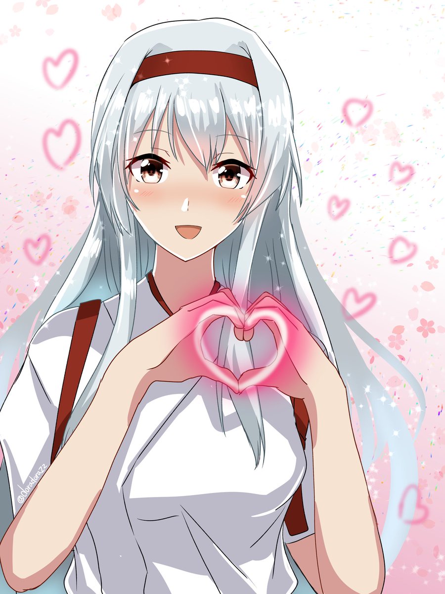 shoukaku (kancolle) 1girl heart hands solo long hair japanese clothes heart upper body  illustration images