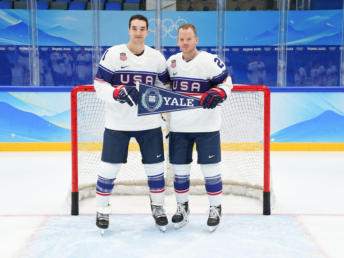 #YaleAlumni Kenny Agostino ‘14 &amp; Brian O'Neill ‘12 are representing for <a href="/TeamUSA/">Team USA</a> Hockey in a match-up is against China, Thurs 8am ET. #BoolaBoola!

Updates about Yalies in the #Olympics: bit.ly/3Gtk3yZ

#ThisIsYale