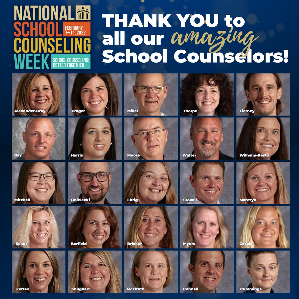 WestShoreSD's tweet photo. It's National School Counseling Week! Our school counselors and career coordinators support students inside and outside of the classroom in reaching their academic and social-emotional success. Please join us in thanking each of them for their dedication. #WestShoreProud #NSCW22 https://t.co/XvV7iEoiYr