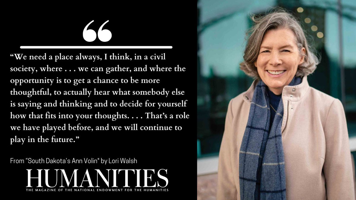 Humanities Magazine (@humanitiesmag) on Twitter photo “Throughout it all, the mission of the South Dakota Humanities Council has not wavered. Ann Volin has not flinched.” Lori Walsh writes on how the executive director of <a href="/SDHumanities/">SD Humanities Council</a> helped her state during Covid.
neh.gov/article/south-… “Throughout it all, the mission of the South Dakota Humanities Council has not wavered. Ann Volin has not flinched.” Lori Walsh writes on how the executive director of <a href="/SDHumanities/">SD Humanities Council</a> helped her state during Covid.
neh.gov/article/south-…