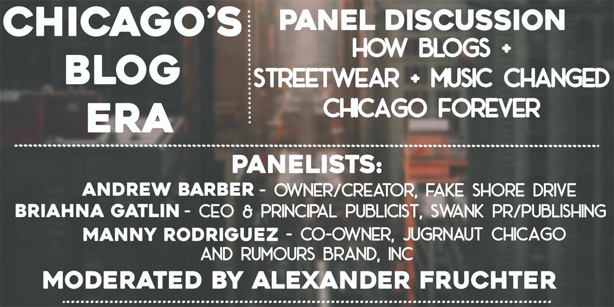 studentloop's tweet image. AEMMP Records 40th Anniversary Panel Discussion about Chicago’s Blog Era: How Blogs + Streetwear + Music changed Chicago forever is taking place Tuesday, February 15th @ 4:30pm! Details here: engage.colum.edu/Business/rsvp_…