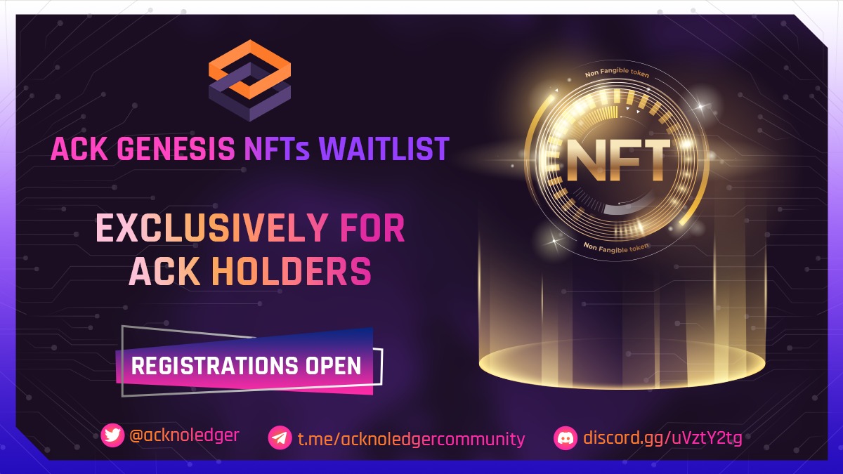 DODAS_ACK's tweet photo. Holding 500 $ACK tokens in your wallet? 😍

Congratulations, you get to mint #ACKGenesisNFT for just 0.99 $BNB. 💰 🔥

Register here 👉 https://t.co/Iujn4SjEjH

Click to know more 👇
https://t.co/nLjgW7llm3

#Waitlist #whitelisting #GatewayToMetaverse https://t.co/VylezYWQeh