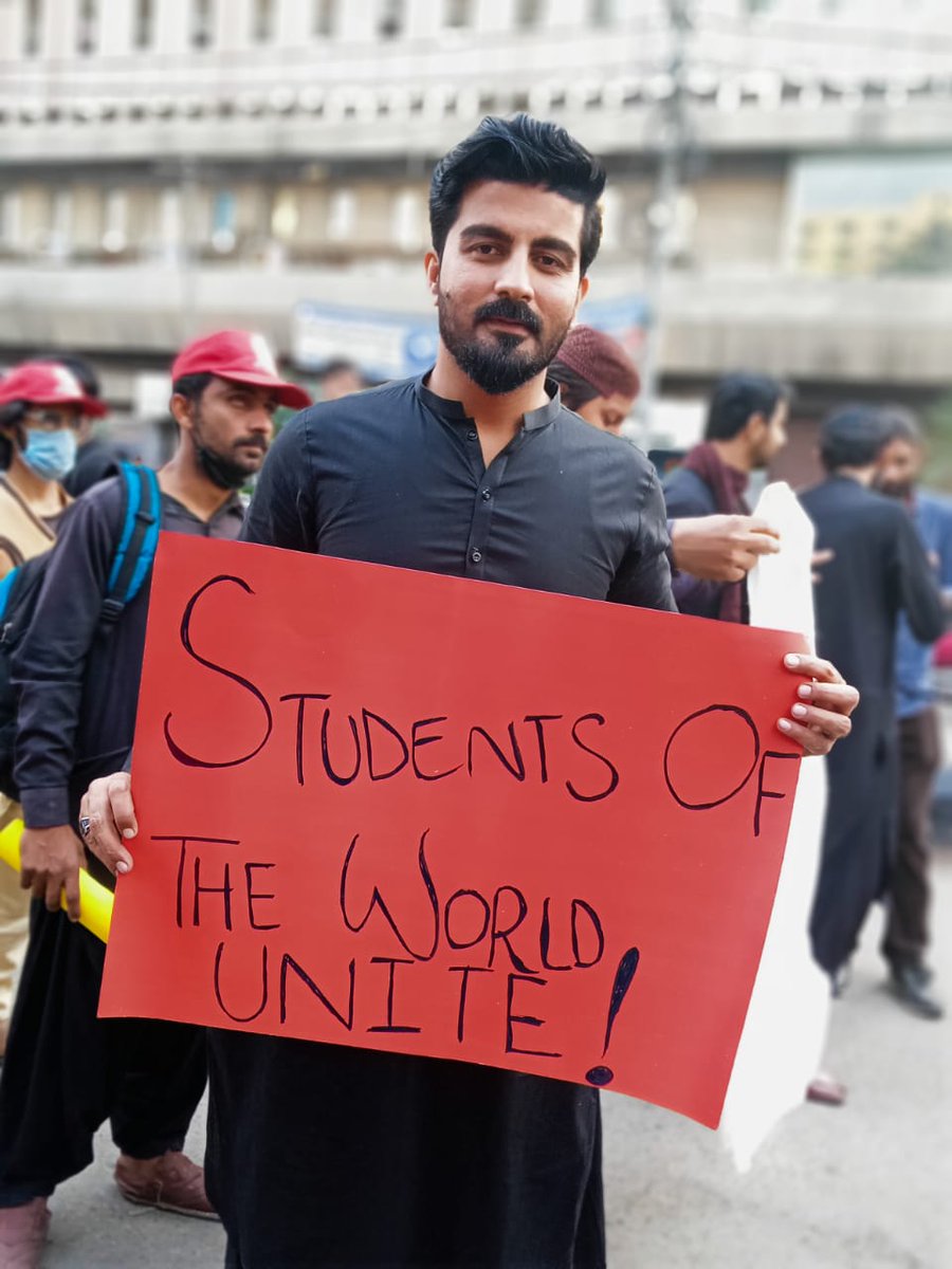 safeerrasheed05's tweet photo. Today, all the political student organizations of Karachi protested at Karachi Press Club that the ban on student organizations should be lifted.
With different organizations @PSCollective_ ,@PrsfK,PukSF,RSF
#RestoreStudentUnions 
#9thFebBlackDay https://t.co/ZqH0ruSpvF