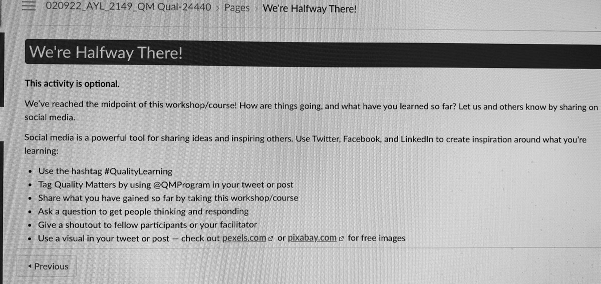 Taking a <a href="/QMProgram/">Quality Matters</a> course in assessing learners #qualitylearning facilitated by Leah Guidry