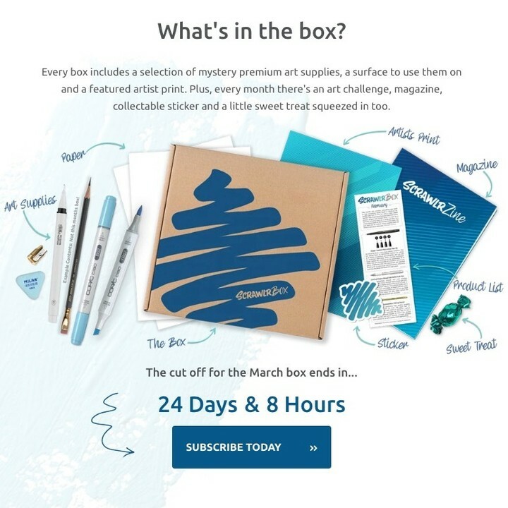 alicrosstarot's tweet photo. Well, have signed up for a couple of months from @scrawlrbox today and looking forward to my first box in March.
Do you subscribe to any #artbox or #craftbox?
Will it make me be arty? Will it just make hubby irritated that MORE ART SUPPLIES have arriv… https://t.co/SMuhLRJ9Yh https://t.co/YFRTa2MFMZ