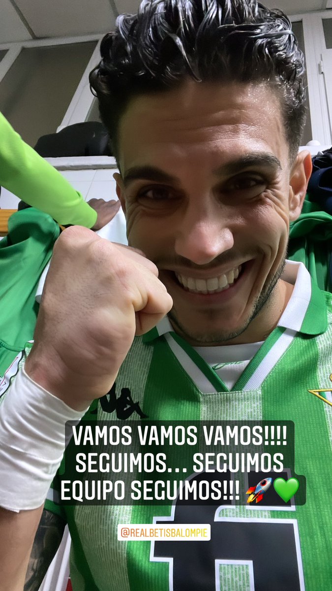 MarcBartra's tweet photo. BETIS ALÉ…!!!!!! Seguimos EQUIPO, seguimos!!! 🙏🏼 ⚔️💚 https://t.co/ngq4PHXRRl