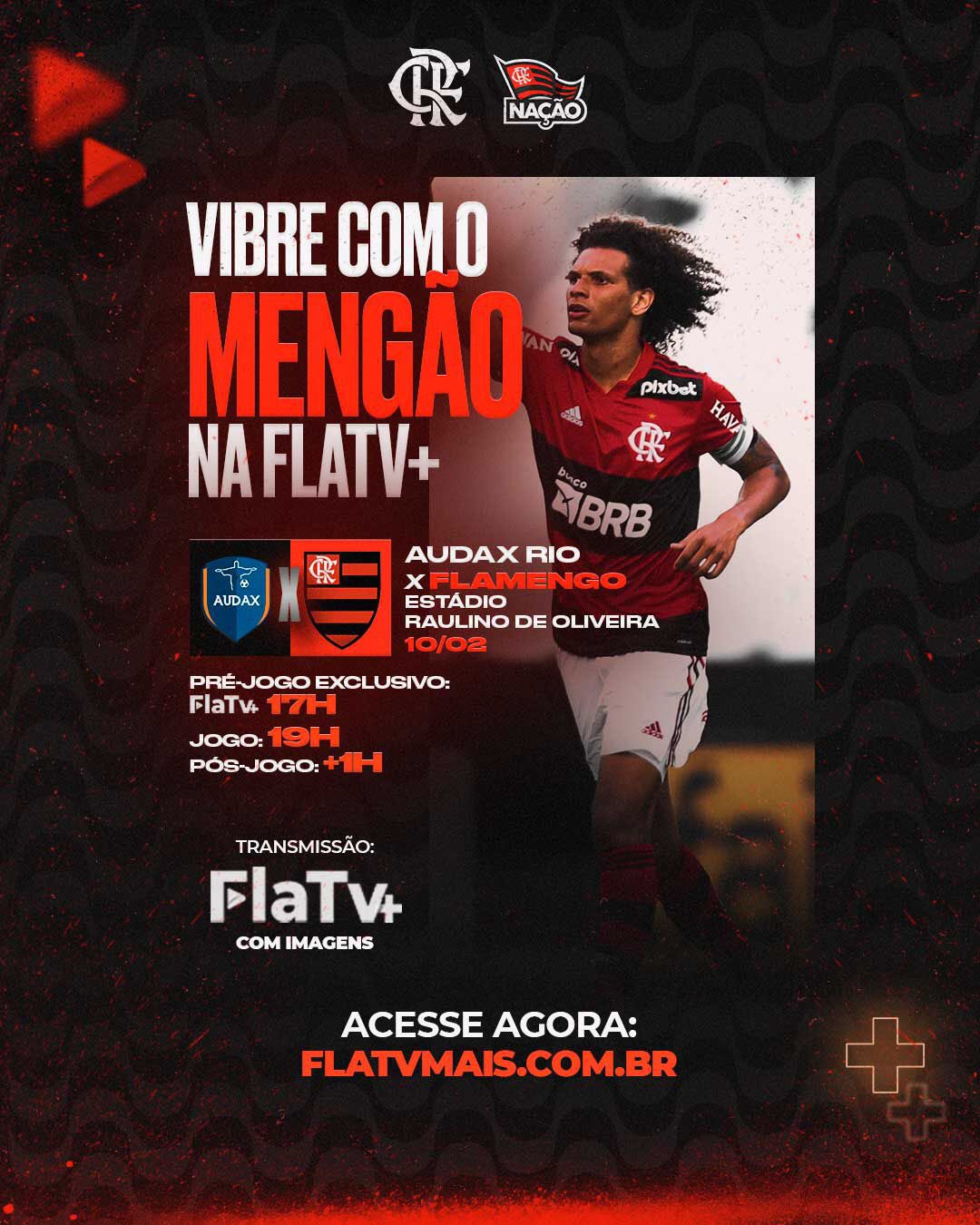 Flamengo on X: Alô, Nação! Daqui a pouco tem Mengão ao vivo na #FLATV! Vem  com a gente! O pré-jogo começa às 12h30! #ClubWC #OSonhoDaNação   / X