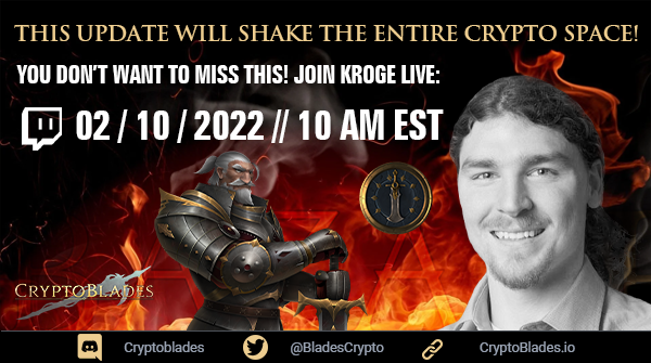 CryptoBlades's tweet photo. 💥This Update Will Shake The Entire Crypto Space💥

👀Join our CEO, Philip Devine, Live on Twitch starting at 10 AM EST Tomorrow! You don't want to miss this giveaway and HUGE Reveal!

⚔️Get your #SKILL before it's too late!

👉https://t.co/XVZ8SrUaEp

#CryptoBlades #Crypto #KING https://t.co/9V3ldw4fFa