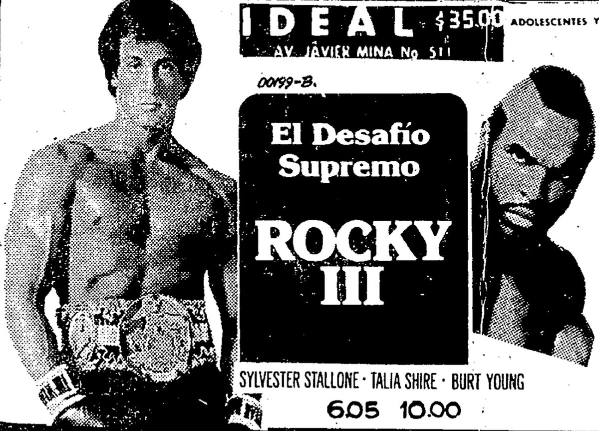 Rocky III (1982) #sylvesterstallone #taliashire #vintagemovieads #illustrationart #filmtwitter #México