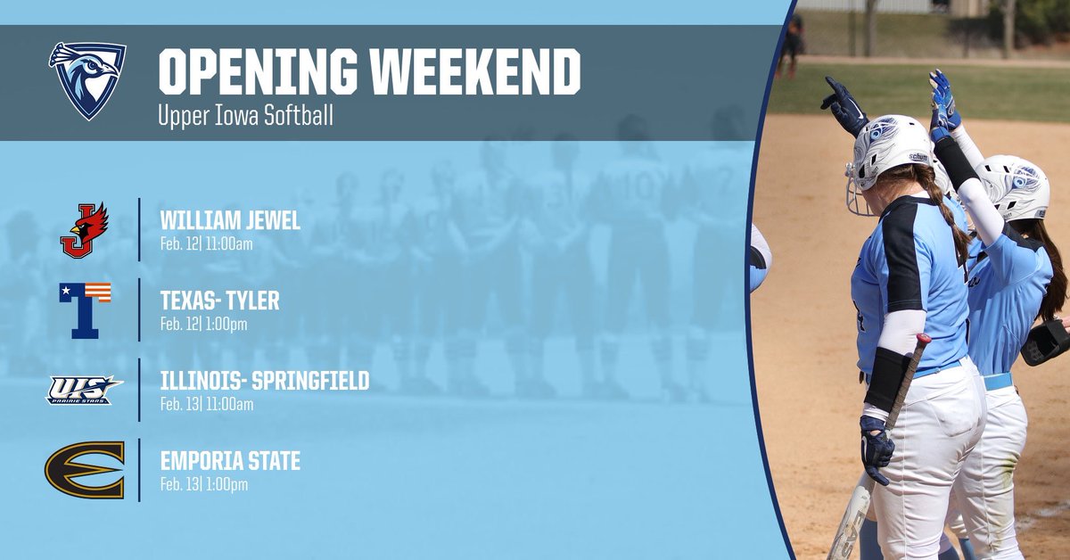 UIU_Softball's tweet photo. 3️⃣ Days away! Opening weekend is upon us!

#Peacocks will play a set of four games in📍Bentonville, Arkansas 

Check out our opening weekend schedule! ⤵️ 

#FeathersUp x #Time2TapIn https://t.co/H8iQpp6J7G
