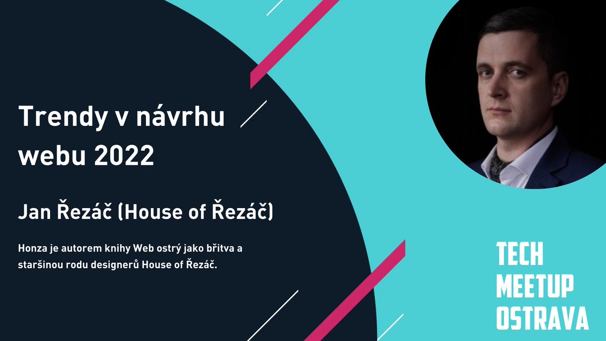 techmeetupcz's tweet photo. Další #TechMeetup se blíží a je proto načase si představit naše speakery a jejich přednášky.🥳 Jako první hvězda⭐️ tu je @janrezac z #House_of_Řezáč, který bude mít přednášku o nejaktuálnějších trendech ze světa návrhu webů.🙂 🚀

#web #webdesign #webdevelopment #webtrends https://t.co/lQyEkVy8s4