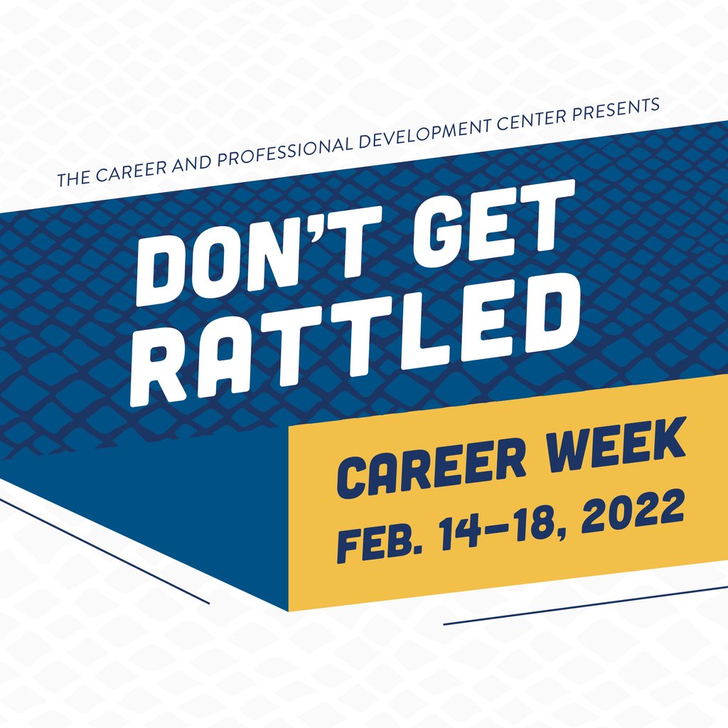 StMUCareer's tweet photo. Attention Rattlers, next week, February 14-18th, we will be hosting a different event every day for our Career Week! All events are open to all majors, so bring your friends and join us! https://t.co/sFJXVmkyPf