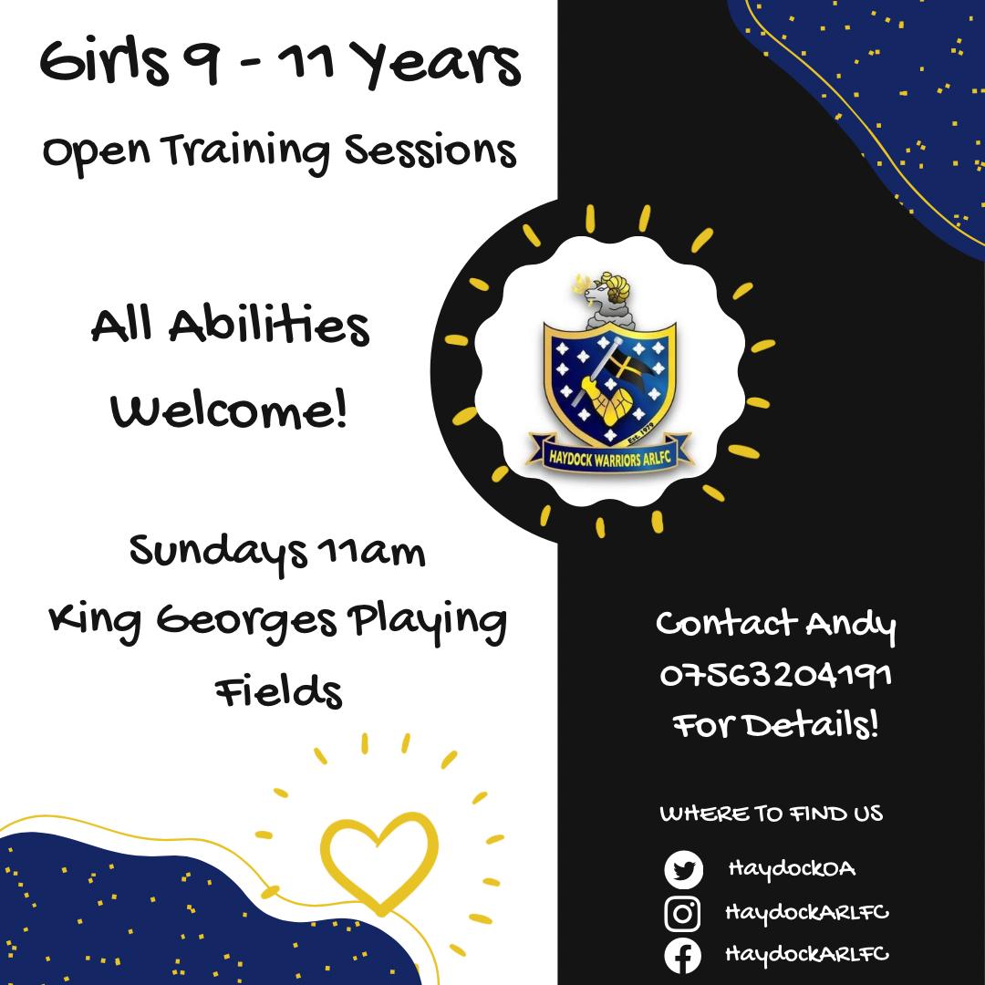 🖤💟🖤💟🖤💟🖤💟

New Girls Rugby League Taster Sessions 🏉🏉

For Ages 8 to 11 years

20th &amp; 27th February

11.00am.

King George Playing Fields

All abilities and newbies welcome, just come along and join in or contact Andy for more details

🖤💟🖤💟🖤💟🖤💟