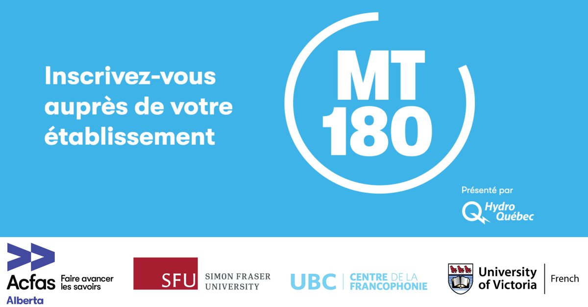 BAFF_SFU's tweet photo. Are you a master’s or doctoral student who can speak French? The #MT180 contest is a unique opportunity to perfect your communication skills while giving you the chance to share your research in the public space! 
Sign up for Friday’s info session: https://t.co/xsIvka5pMn https://t.co/SVR3FdwoCG