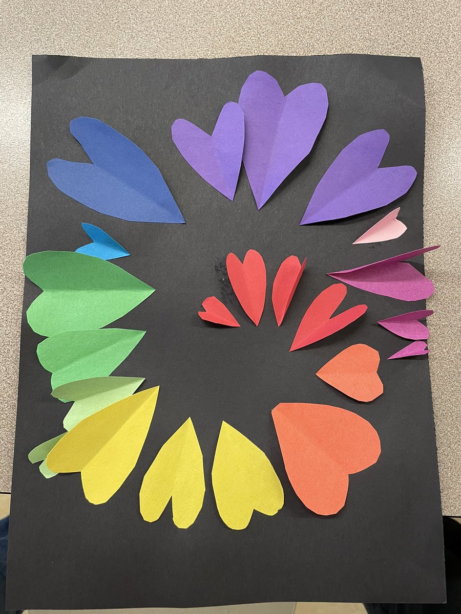 MrsLev_Art's tweet photo. @ASE_Dalmatians fifth grade artists are working hard on these color wheel paper sculptures. We ❤️ #colortheory. @FBISDvisualart #elementaryart @MrsSmithASE_ART #arted @DonnaWhisonant https://t.co/w4xPtfVC7R