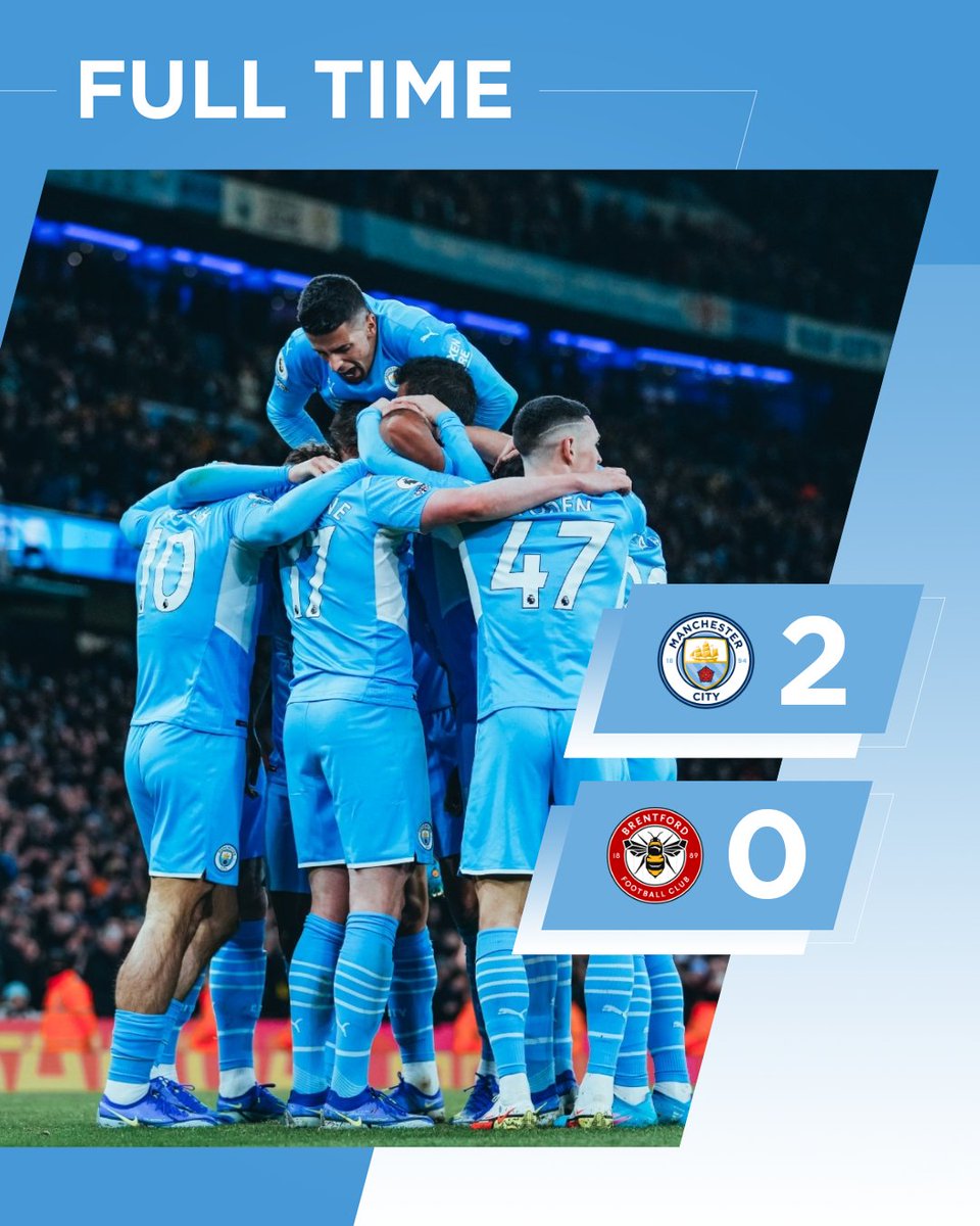 ManCity's tweet photo. FULL-TIME | 2️⃣ goals, 3️⃣ points and a clean sheet!

🔵 2-0 🐝 #ManCity https://t.co/kk1RCfKmoX