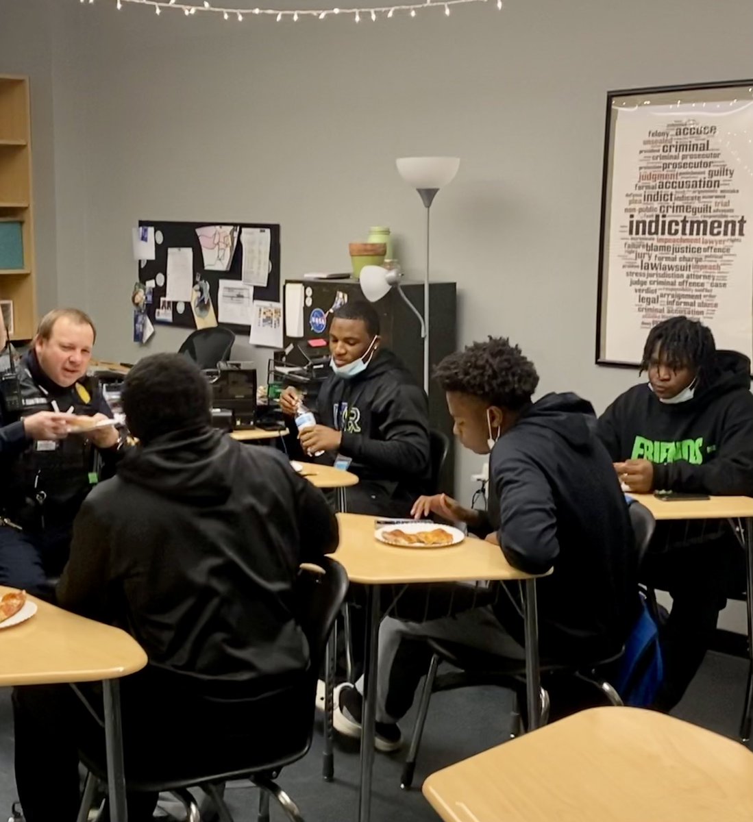 NLRPD's tweet photo. Who doesn’t love pizza 🍕! NLRPD SROs celebrated National Pizza Day, by bring some yummy pizzas to the NLR High School’s Criminal Justice class. It was a great time enjoyed by all! #NLRPD #NLRHS #NLRSD #NationalPizzaDay https://t.co/1ImkSXy1tJ