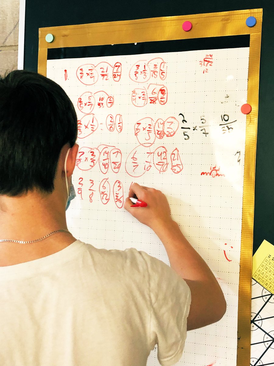 GoslinK123's tweet photo. We were doing a bit of skills practice in #MTH1W with multiplying and dividing fractions! 
We explored visual and algebraic methods as well as reducing to simplify before multiplication. 

#PracticeMakesBetter
#LSSPride #DeStreamedMath #SkillsAndChills https://t.co/Ybq2xvOW4Y