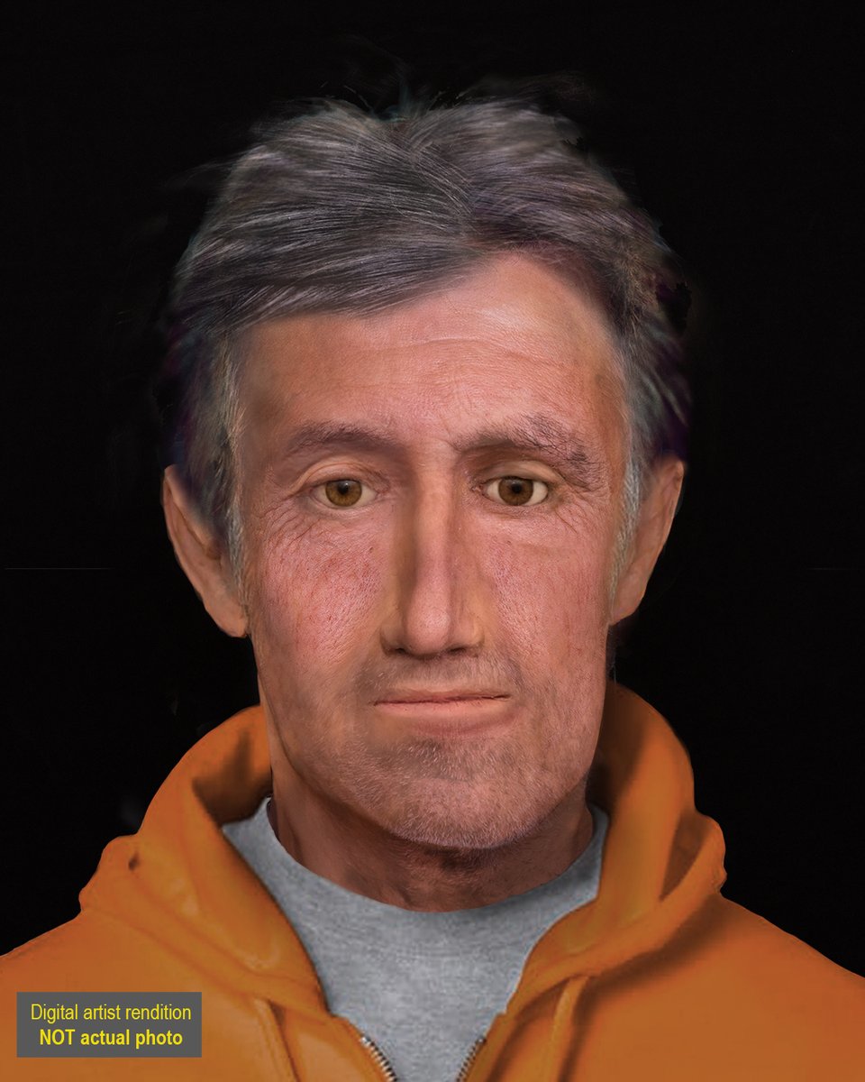 edmontonpolice's tweet photo. Remains of man found deceased in 2020 have been identified based on a public tip after someone recognized this facial reconstruction. Thanks to the media and the public for their assistance in helping to solve this file, hopefully bringing some sense of resolution to the family. https://t.co/NugZ7HfCeX