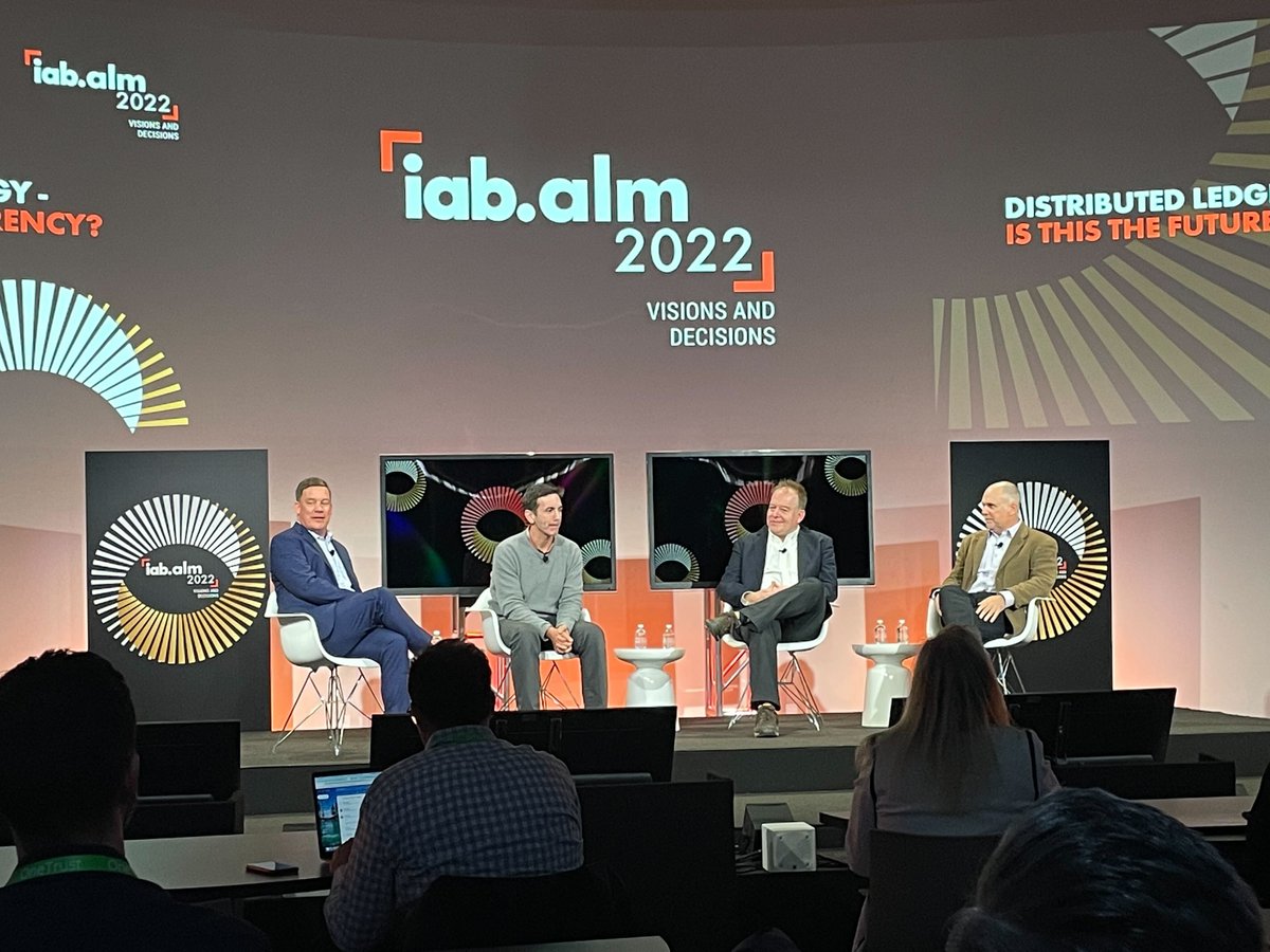 tag_today's tweet photo. Well wasn't that an amazing day 3 of @iab #ALM2022!? Our CEO, @mikezaneis took to the stage with Scott Cunningham (https://t.co/r2eQZlPhCx), Todd McDonald (@inside_r3) and Tim Brown (@DltFiducia) to chat about creating a #sharedtruth for the industry through #DLT. #TrustNet https://t.co/KuThhGqigc