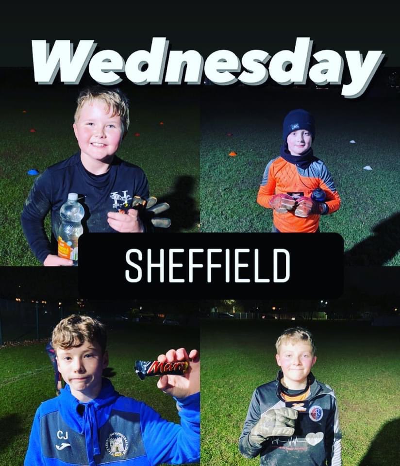 Fantastic work rate from all the keepers tonight .
Challenge winners Bobby and Charlie and keeper of the week Albert and Tom 🧤🧤 #heritagegk #goalkeeper #keepercoach #training #sheffield