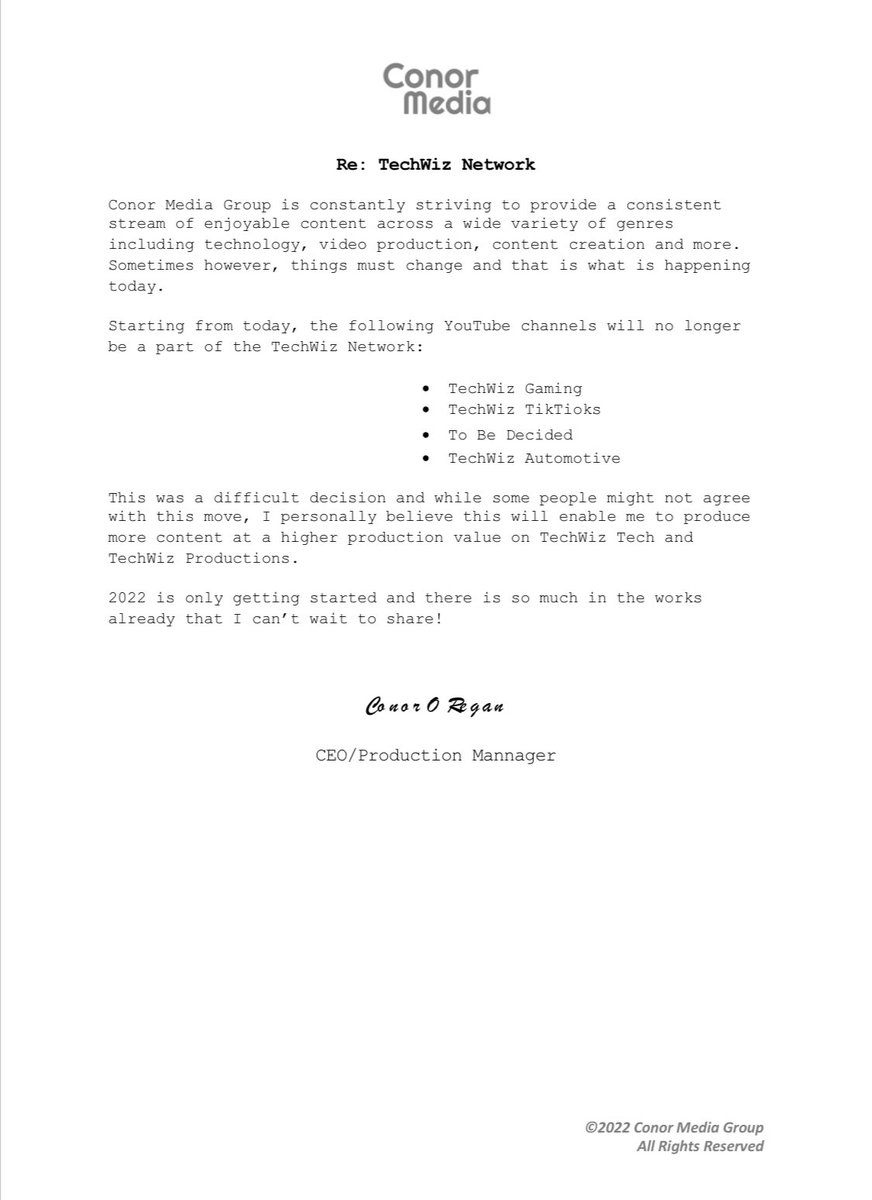 An update as regards the TechWiz Network. This was not an easy decision however it was made with the intention on focusing on <a href="/TechwizTech/">TechWiz Tech</a> and <a href="/TechwizVlogs/">TechWiz Productions</a>. Thank you to everyone who has watched and supported the content I’ve made so far!