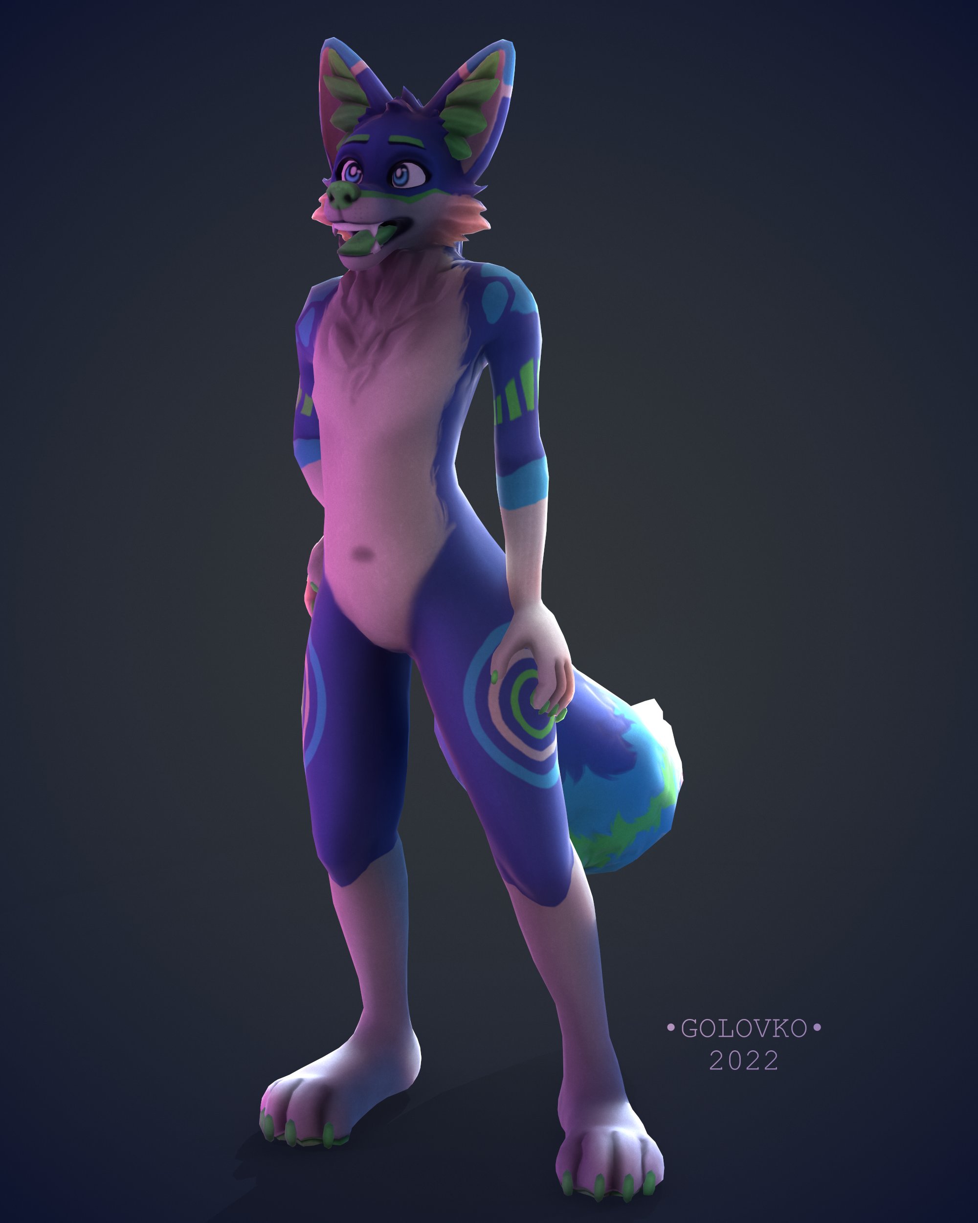 Just finished my 3rd VRChat model from scratch! (@sh_4rk on twitter) :  r/furry