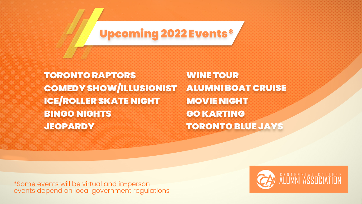 We have some exciting events coming up in 2022. Dates are to be decided, stay tuned for more info!

#CCAALife
#events
#centennialgrads
#centennialalumni