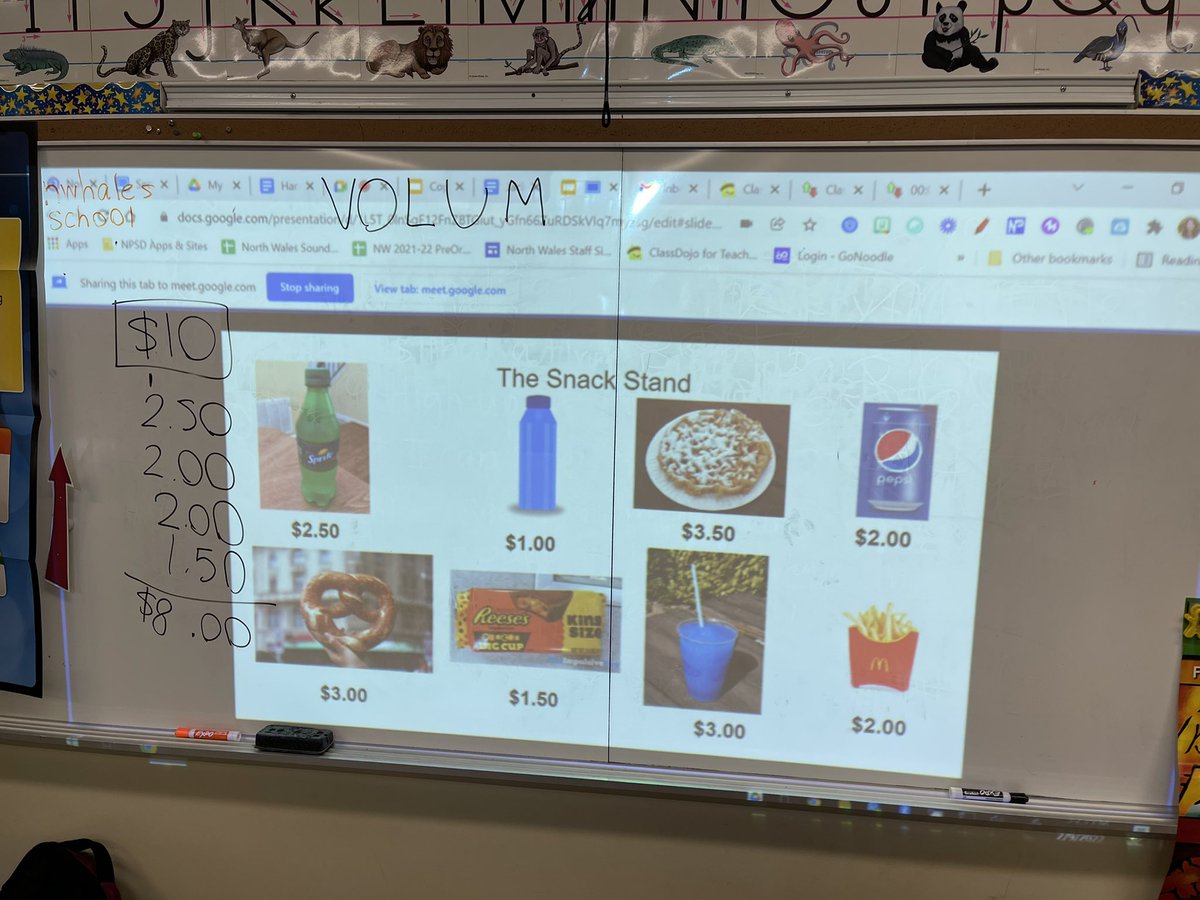 Ss discussed solid and liquid items to sell at a snack stand and practiced buying them.